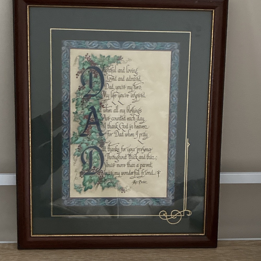 Vintage‎ Homco Home Interiors Framed Father's Day Art Print Artist Ken Brown DAD